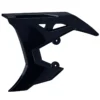 Black motorcycle rear fender extension with mounting points.
