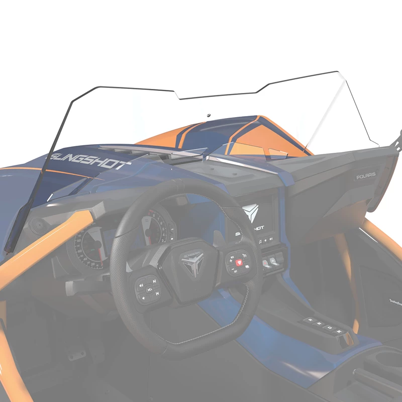 Interior view of a modern car showcasing the steering wheel and dashboard.