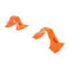 Two orange plastic clips with angled designs.