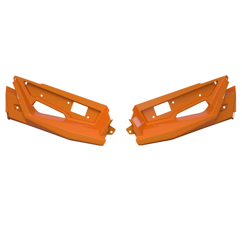 Pair of orange vehicle corner bumper protectors.