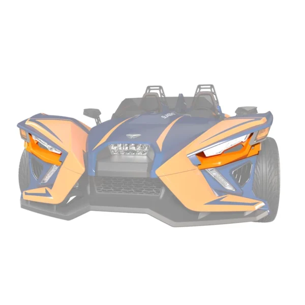 blue and orange-tinted fender accessories