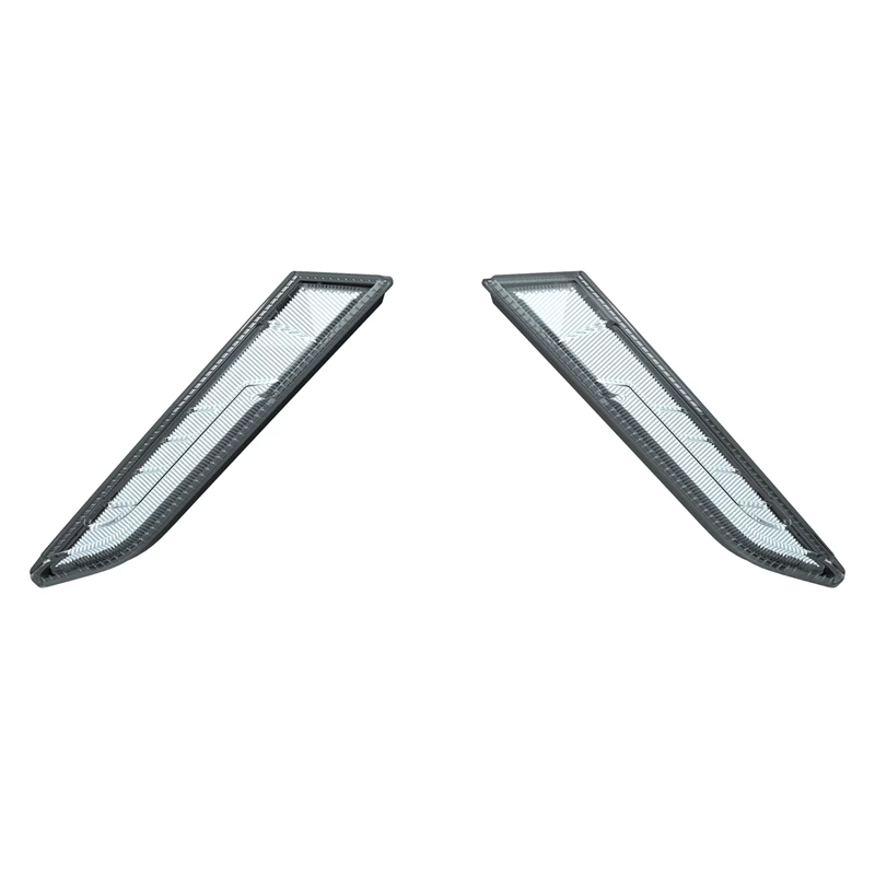 Pair of slim, angled LED daytime running lights for vehicles.