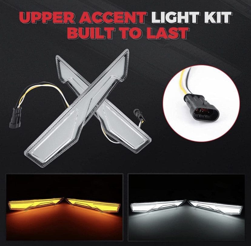 Upper accent light kit with amber and white LED options for vehicles.