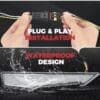 Hands showing plug and play installation with waterproof design feature.