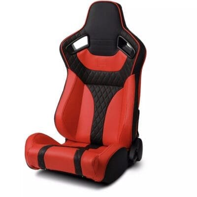 Black and red chair for a car