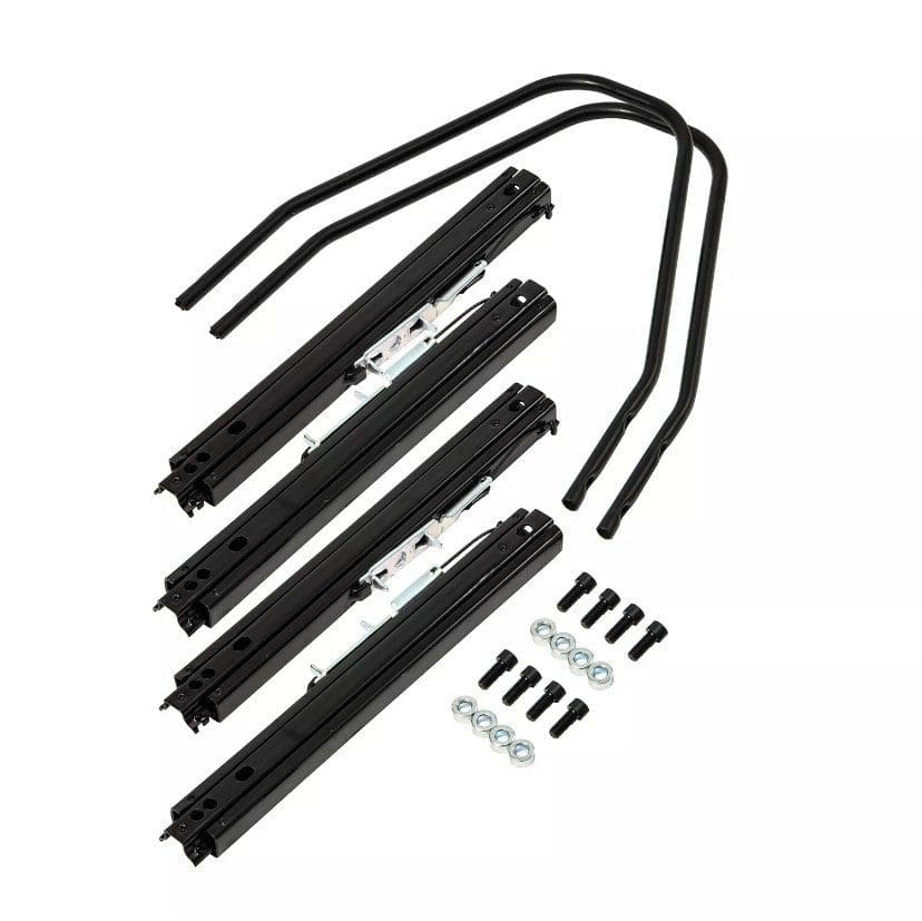 Black metal hardware kit with springs and bolts.