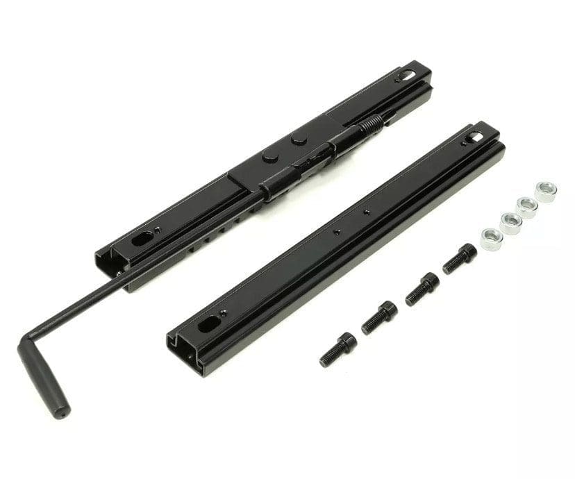 IMG_4964 Black metal drawer slides with screws and accessories.