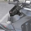 IMG_5035 Black motorcycle handlebar bag attached securely.