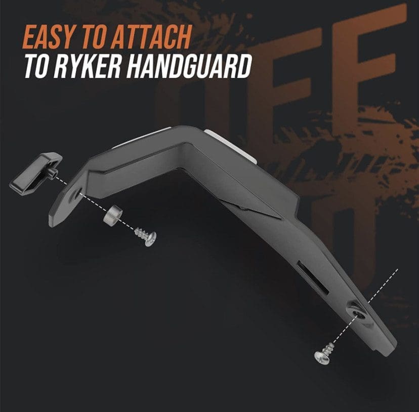 Black handguard easily attaches to Ryker vehicles with included screws.