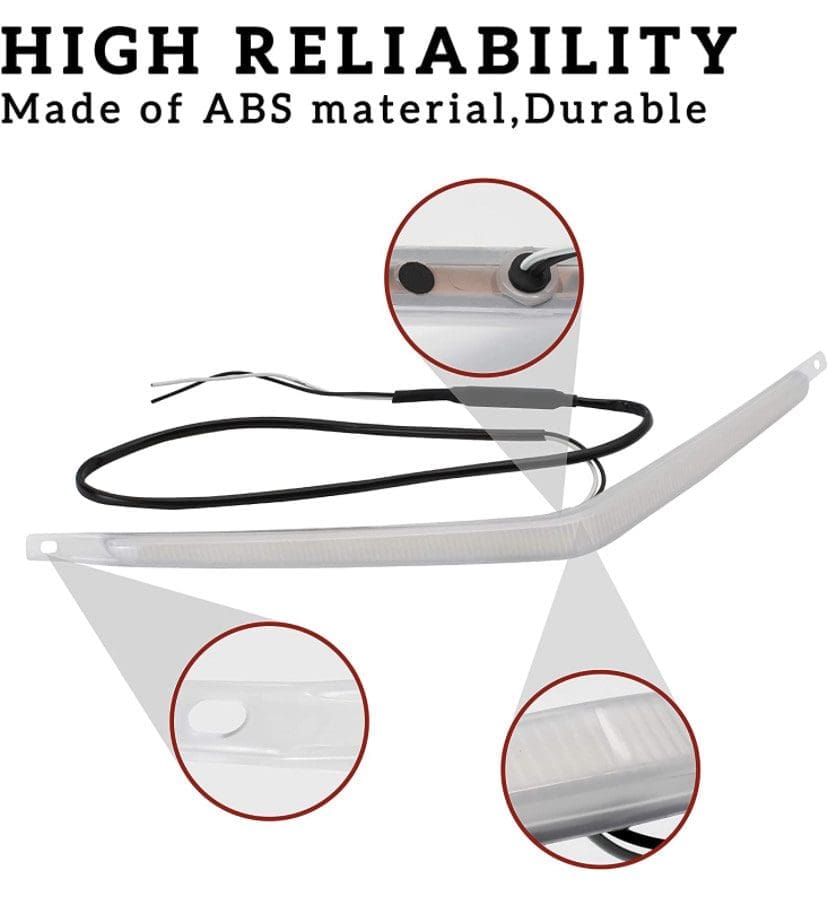 Durable ABS material light strip with wiring, highlighting key features.