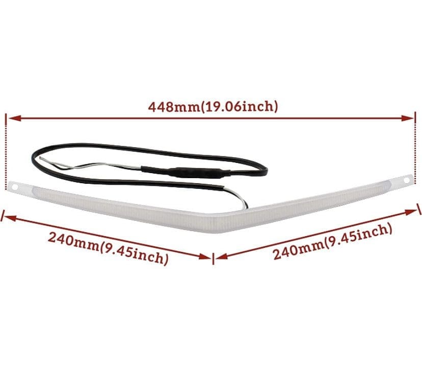 V-shaped LED strip light with 448mm length and 240mm arms.