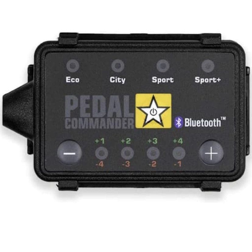 Black electronic cycling power meter with Bluetooth connectivity.