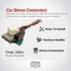 Diagram showing car stereo connectors and their benefits such as easy installation and fast connection.