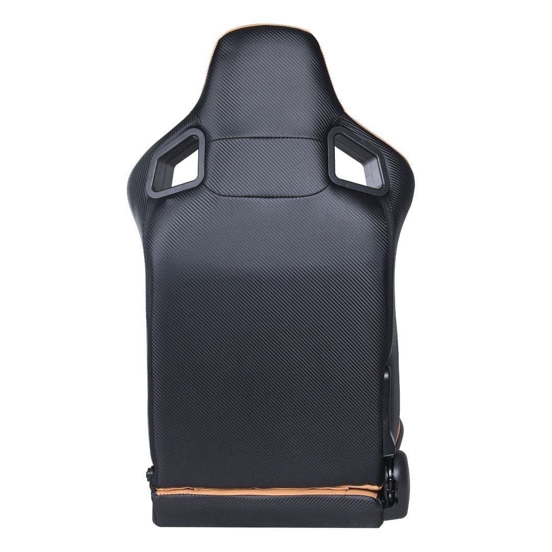 Black racing-style gaming chair with ergonomic design.