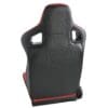 Black and red racing-style gaming chair back view.