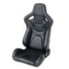 Black ergonomic racing seat with contoured design.
