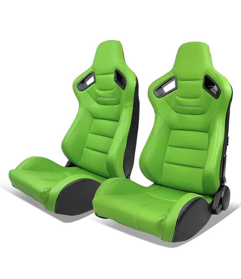 Sport Racing Seat Green PU Leather