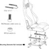 Diagram showing swivel chair mounting with screws and washers.