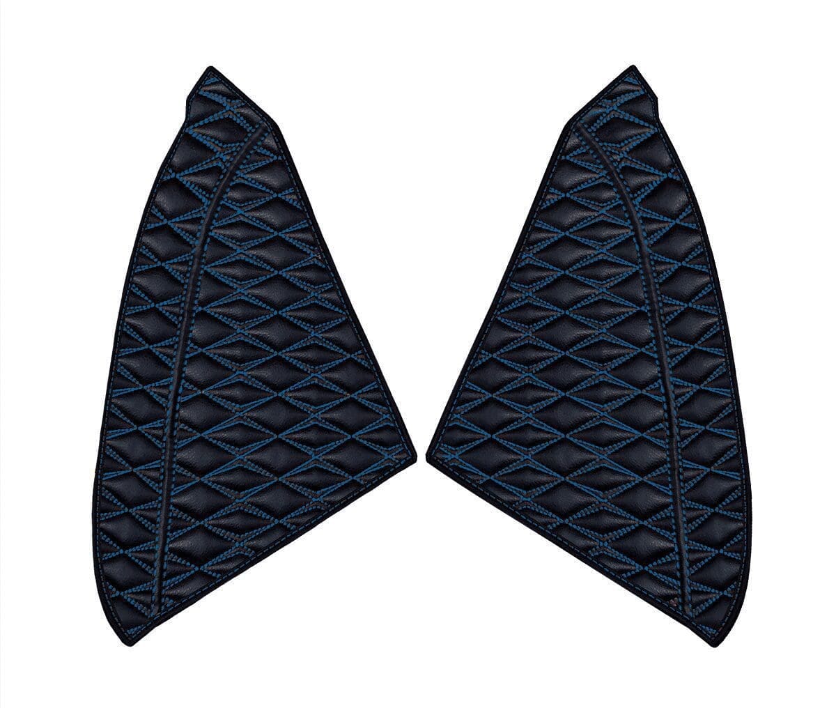 Two black textured triangular pads with a repeating pattern.