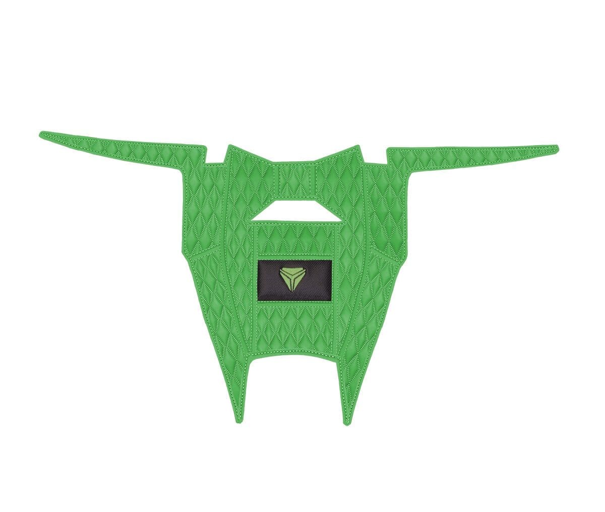 Green abstract creature with a triangular mouth and two long horns.