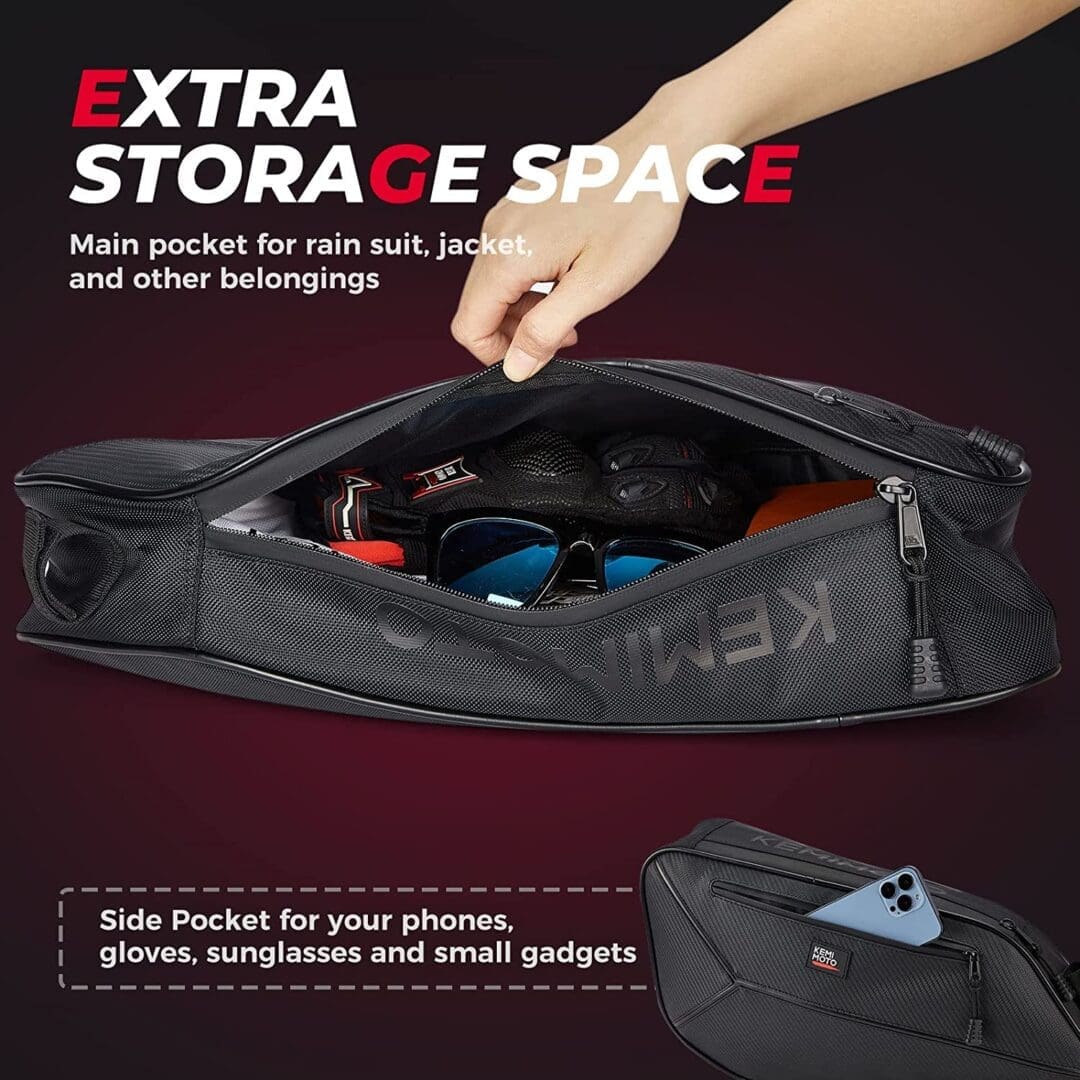Compact travel bag with extra storage pockets for small items and gadgets.