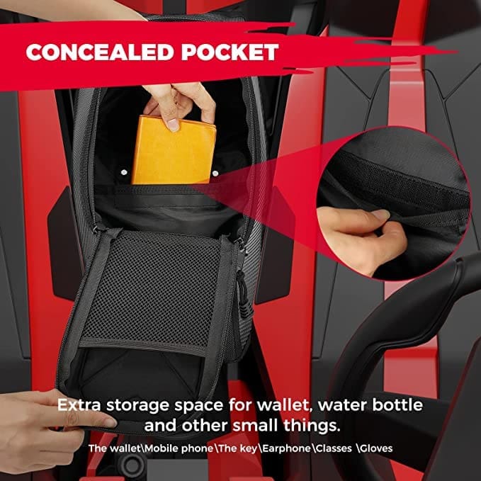 Backpack with concealed pocket for valuables like wallet and phone.