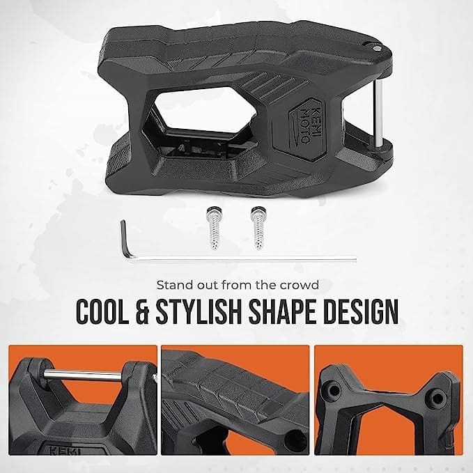 Compact black tool with a sleek, hexagonal design and a metal pin.