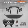 Package contents including rubber gaskets, metal brackets, screws, and clips.