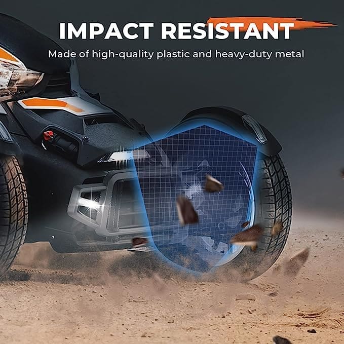 Close-up of a rugged wheelchair wheel with impact-resistant technology on rough terrain.