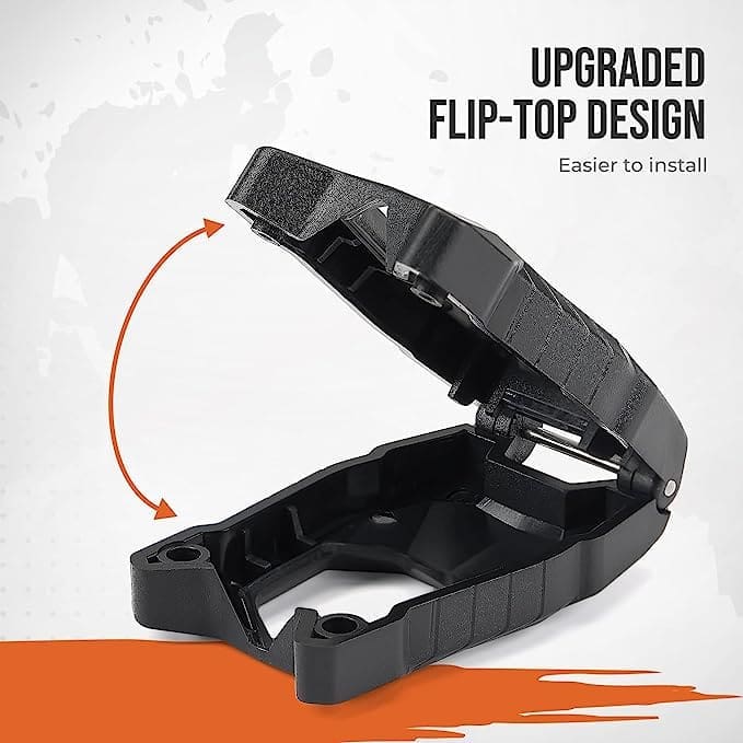 Upgraded flip-top design for easier ice release in a black ice cube tray.