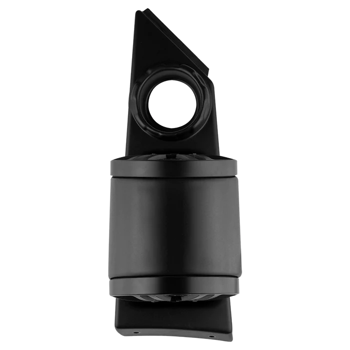 Black plastic clip with a circular opening and a pointed top.