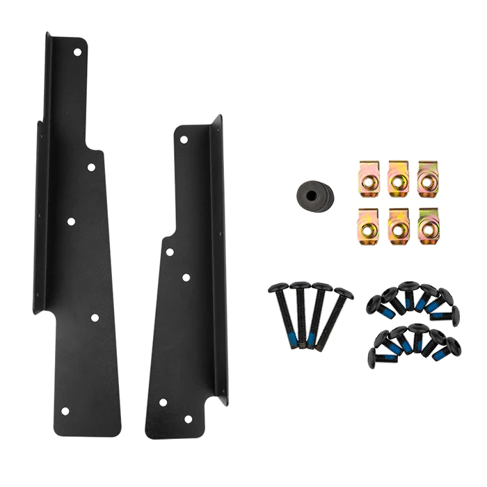 Car door panel removal tool kit with clips and screws.