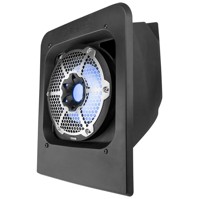 Black wall-mounted ventilation fan with protective grille.