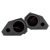 Two black automotive gauge pods with circular openings and angled designs.