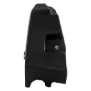 Black plastic automotive or machinery part with a small opening.
