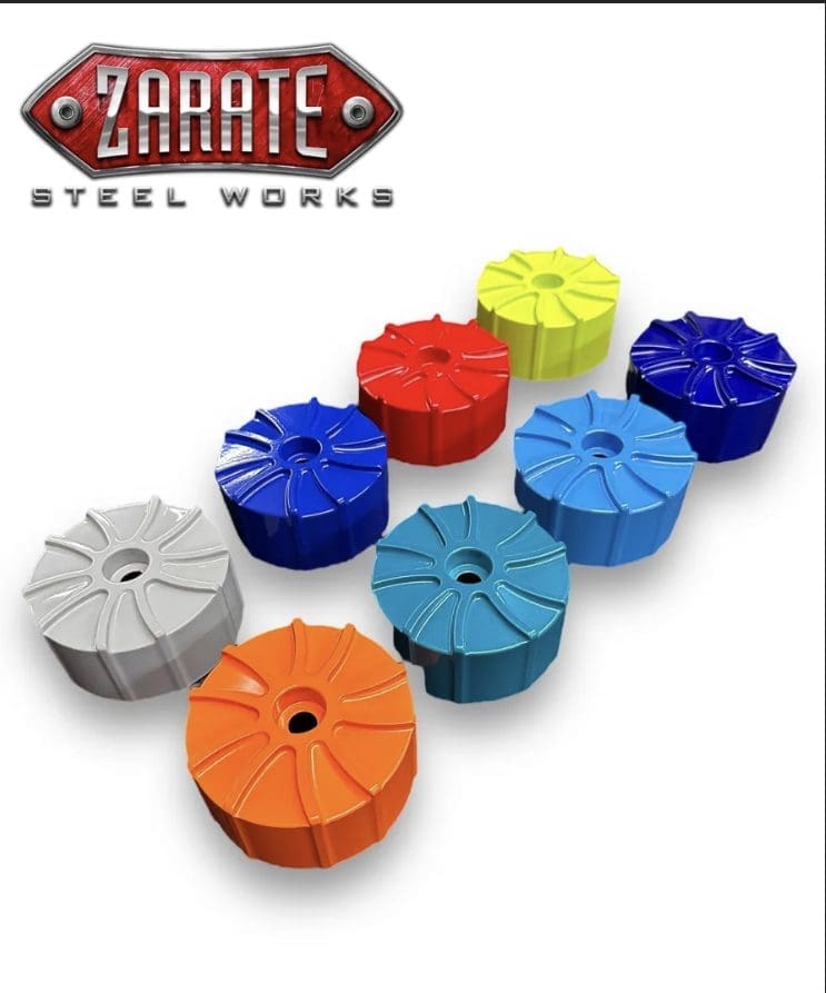 Colorful segmented grinding tools from Zombie Steel Works.