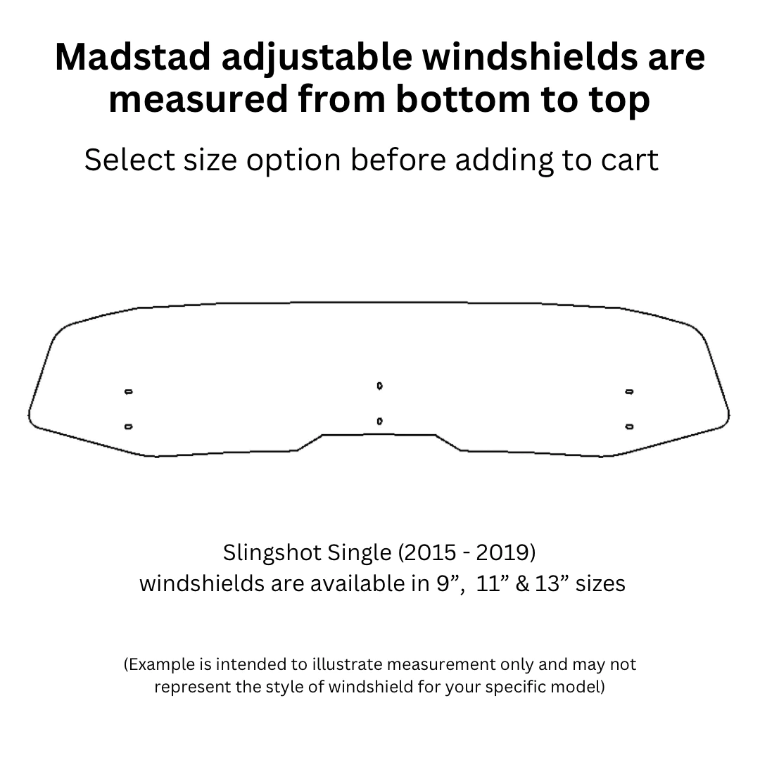Madstad adjustable windshields with size options for different kitesurfing years.