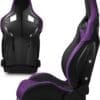 Black and purple racing-style gaming chair with ergonomic design.