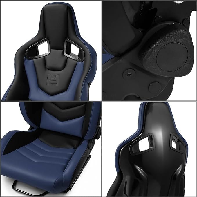 Black ergonomic racing-style gaming chair with padded cushions and adjustable armrests.