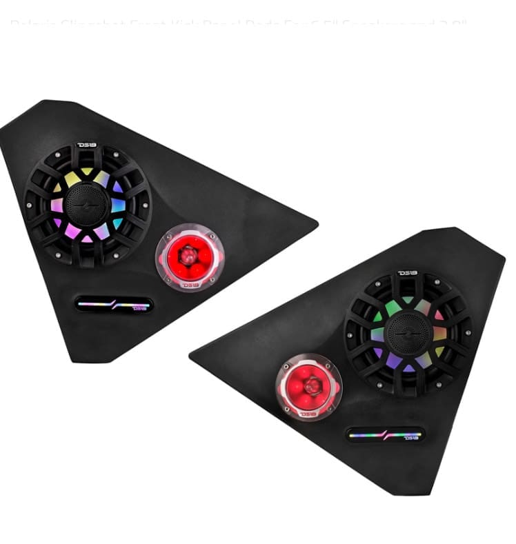 A pair of black triangular guitar effect pedals with colorful controls.