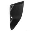 Black plastic car side mirror cover with two screw holes.