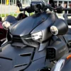 Close-up of a sleek, black electric scooter with modern design.