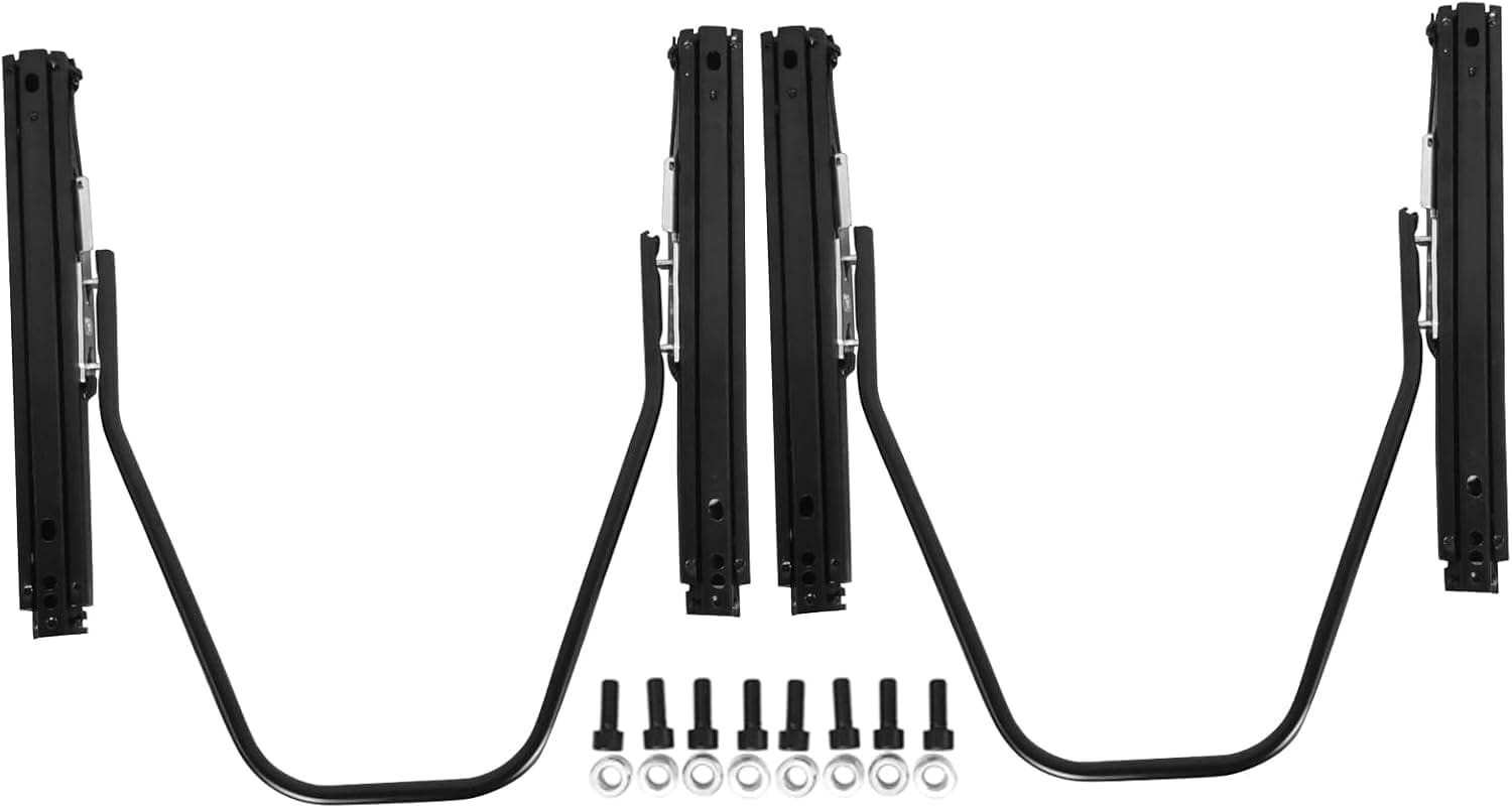 Black metal mounting brackets with screws and bolts included.