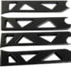 Set of carbon fiber car door guards with geometric cutouts.