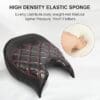 High density elastic sponge cushion reduces spinal pressure and prevents flattening.
