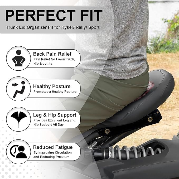 Ergonomic seat cushion providing back pain relief and better posture.