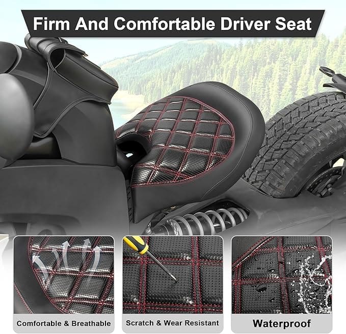 Ergonomic, firm, and waterproof cushioned driver seat with breathable design.