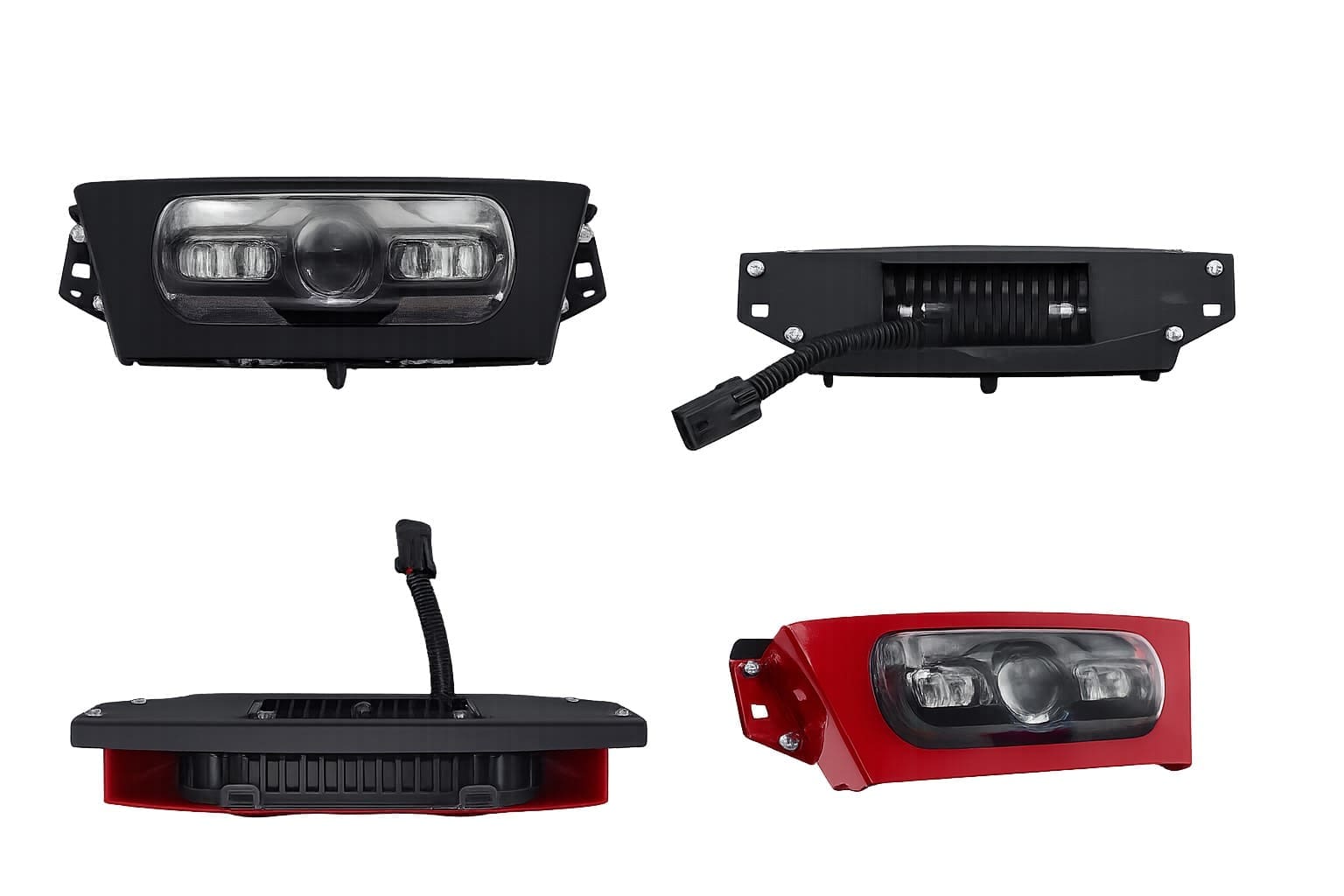 CE9949FE-DCCF-4F9C-A921-886BBB8A7C2A Different views of a car's rear LED taillight with red and black housing.