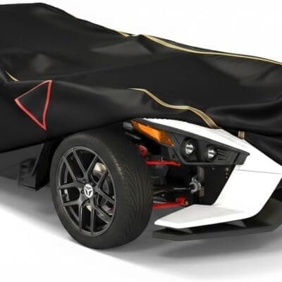 KEMIMOTO Full Cover Compatible with Polaris Slingshot 2015-2026 Hydrophobic TPU Coating, Streamlined Triangle Reflective Strips & 2 Air Vents, Heavy Duty Cover for Sun Rain Snow Dust Protection