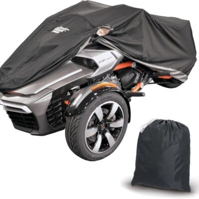 UltraGard 4-476BC Can Am 2015+ F3/F3T/F3S Cover Weather Water Resistant Full Cover Reflective Logo Exhaust Heat Shield Protection from Dust Dirt Rain Sun Rays (Black/Charcoal), Small